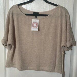 Lumiere Oatmeal short sleeve crewneck top NWT